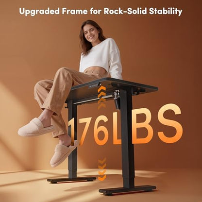 FEZIBO 40" Small Electric Standing Desk Height Adjustable Desk, Black
