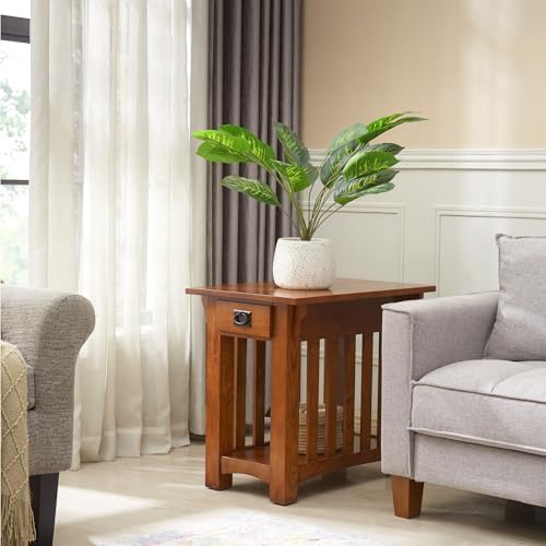 Leick Home Mission End Table, 17", Medium Oak
