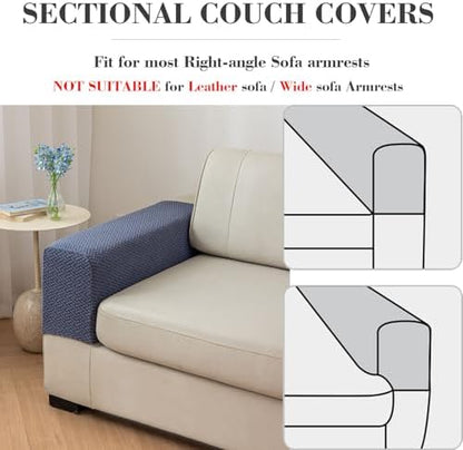 2Pcs Couch Arm Covers, Armrest Cover for Sofa, Sofa Arms Covers Washable Arms with Twist Pins Soft,Skin-Friendly for Pets (Texture Metal Gray, Armrest Cover)