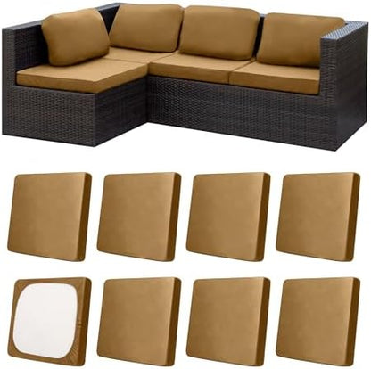 8Pcs Patio Cushion Covers, Outdoor Stretch Cushion Covers, Washable