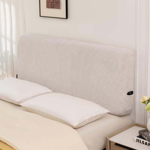 HIGOGOGO Headboard Easy Assembly Required, Corduroy Fabric, King, Beige