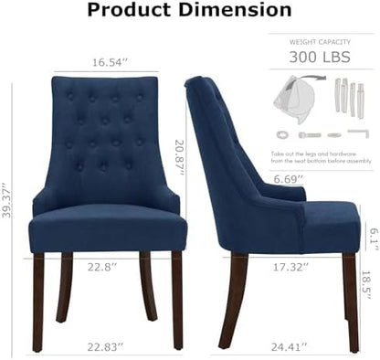 COLAMY Wingback Tufted Dining Chairs Set of 2, Blue