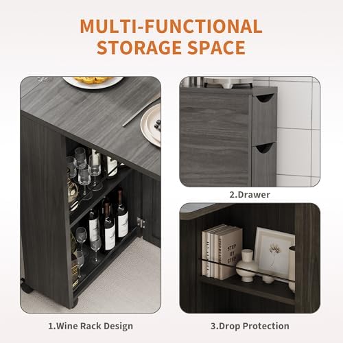 IDEALHOUSE Folding Dining Table with Storage, Folding Kitchen Table with Drawers, Apartments, Small Spaces