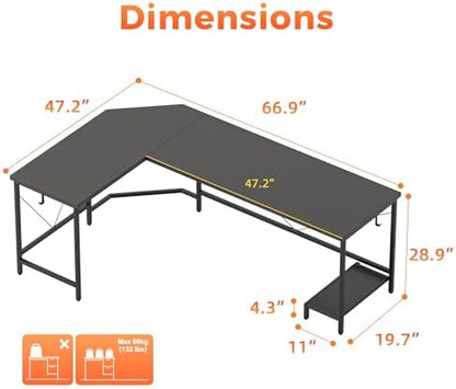 Mericonia 67 inch L Shaped Desk with CPU Stand, Large Corner Gaming Desk