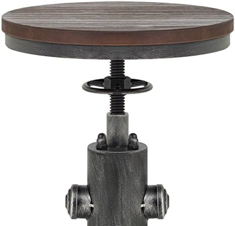 Topower Antique Vintage Industrial Barstool Solid Wood Water Pipe Fire Hydrant Design Cafe Coffee Industrial Bar Stool Set of 2 Silver
