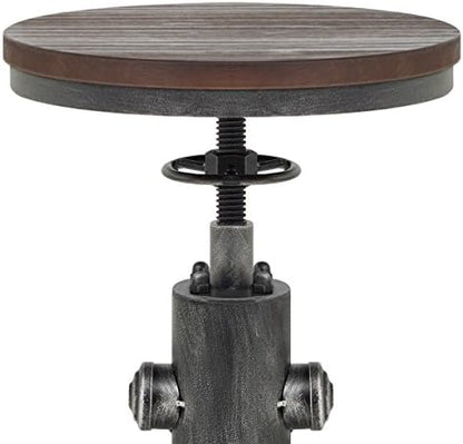 Topower Antique Vintage Industrial Barstool Solid Wood Water Pipe Fire Hydrant Design Cafe Coffee Industrial Bar Stool Set of 2 Silver