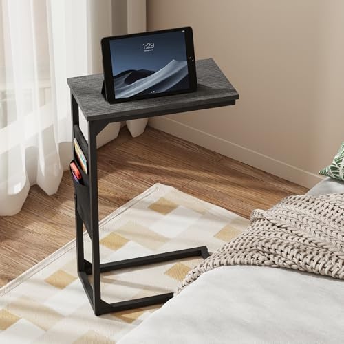 TUTOTAK C Shaped End Table, Side Table for Couch, Sofa Table