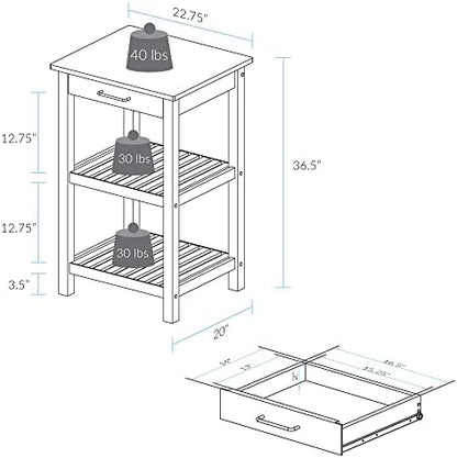 Casual Home Sunrise (Small) with Solid Harvest Hardwood Top Kitchen Island, 22.75"W, Natural&White