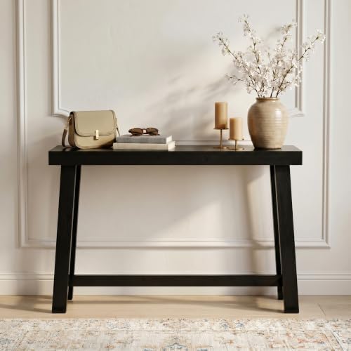 47" Console Table, Narrow Entryway Sofa Table, Behind Couch Table, Black