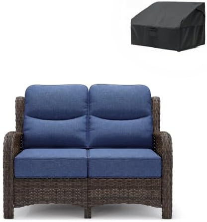 HILLGA Oversized Loveseat, Outdoor Sofa with High Back and 6-Inch Cushions