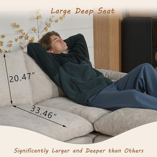 EASE MOOSE Sectional Boneless Couches, Oversized Sofa Bed for Living Room