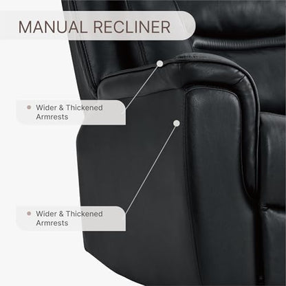 KISLOT 360° Swivel Faux Leather Recliner Chair, Manual Rocker, Black