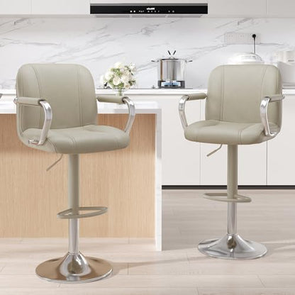 MALOL Set of 4 Beige Counter Chairs with Backs – Adjustable Swivel High Chairs for Kitchen Island, Modern Seating, Taburetes para Barra de Cocina, Island Stools for Dining & Home Bar (2 Boxes)
