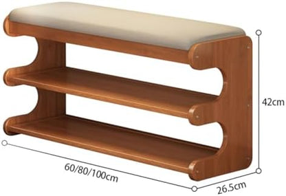 Flip Top Shoe Bench, 39 Inch Entryway Seat with Hidden Storage, Wooden Organizer for Hallway Closet, Space Saving Shoe Rack with Cushioned Seat