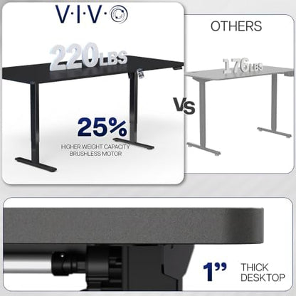 VIVO Electric Standing Desk, Smooth 3-Piece 83" x 30" Black Top