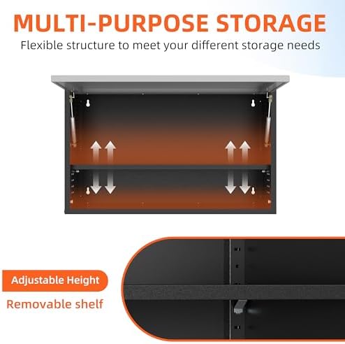 Garage Wall Cabinet, 19.7" H Metal Wall Cabinet with Up-Flip Door