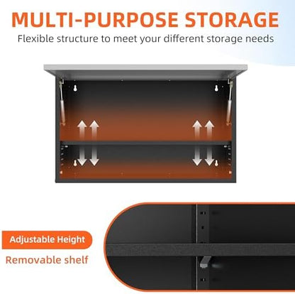Garage Wall Cabinet, 19.7" H Metal Wall Cabinet with Up-Flip Door