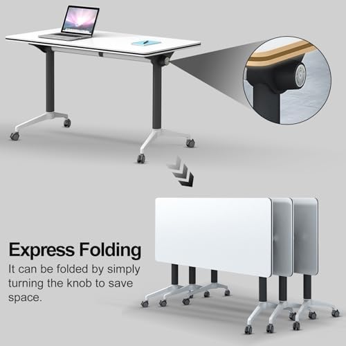 Folding Conference Room Tables with Wheels, Black 8Pack Training Tables