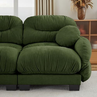 150-Inch U-Shaped Modular Sectional Sofa, Chenille Cloud Couch, Green