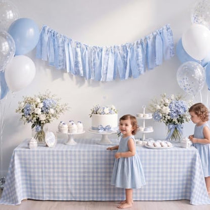 6.67 ft Blue Floral Tassel Garland Farmhouse Hanging Banner for Baby Shower