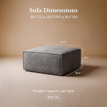 Maywish Modular Sectional Sofa, No Assembly, Chenille Fabric U Shape Boneless Sectional Couch with Smarts Coil® Support for Living Room & Apartment, Dark Gray(Ottoman)