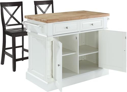 Crosley Furniture Oxford Kitchen Island Set, X-Back Stools