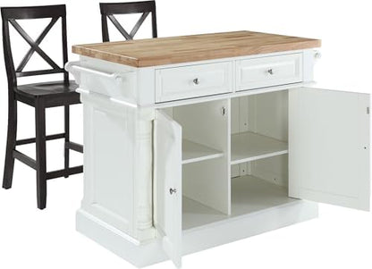Crosley Furniture Oxford Kitchen Island Set, X-Back Stools