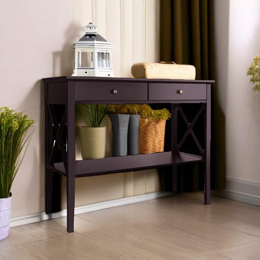ChooChoo 39" Entryway Table with Drawers and Storage Shelf
