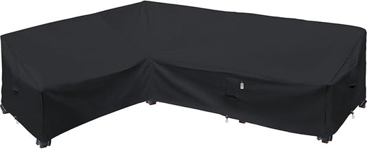 Heavy Duty Outdoor Sectional Sofa Cover, 83"X115" L Shaped Waterproof 600D Patio Sectional Couch Cover, Lawn Patio Furniture Cover (Midnight Black, L-Shaped-Left Facing-83 x115)
