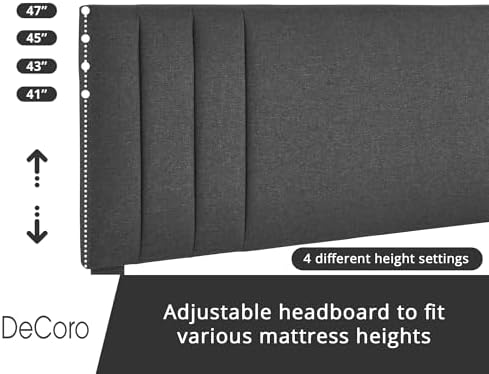 Decoro Chicago Channel Tufted Upholstered Platform Bed, Dark Gray, Queen