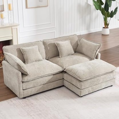 Tmsan 76.7" L Shape Loveseat Sectional Couch, 2 Seater Cloud Modular Sofa