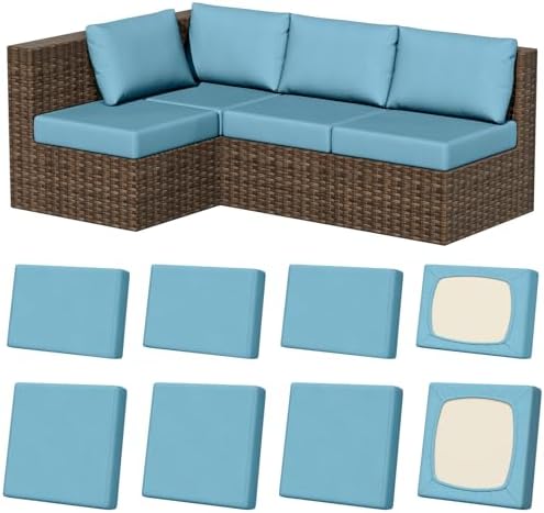 8Pcs Outdoor Cushion Covers, Stretch Patio Furniture Couch Chair Slipcovers