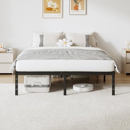 King Size Metal Platform Bed Frame 14 Inch Tall, No Box Spring Needed, Heavy Duty Sturdy Support, Underbed Storage Space, Easy Assembly, Black