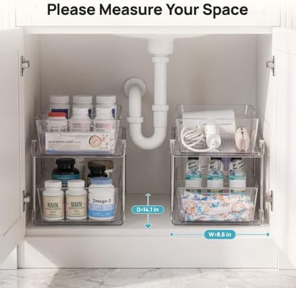 Vtopmart 2 Pack Larger Pull Out Bathroom Under Sink Organizer (M-Standard)