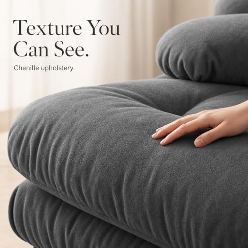 Chenille 2 Seat Cloud Couch, U Shaped Couch Sofa, Gray