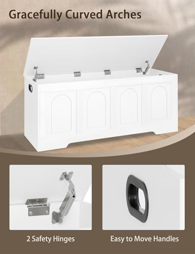 Storage Chest, Wooden Toy Box, White 50.0" L