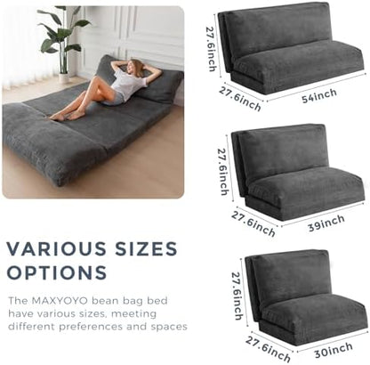 MAXYOYO Folding Sofa Bed, Convertible Chair Couch, Floor Bean Bag Sofa