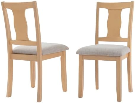 Merax Wood Farmhouse Upholstered Dining Chair Set of 2 , Natural