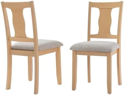 Merax Wood Farmhouse Upholstered Dining Chair Set of 2 , Natural