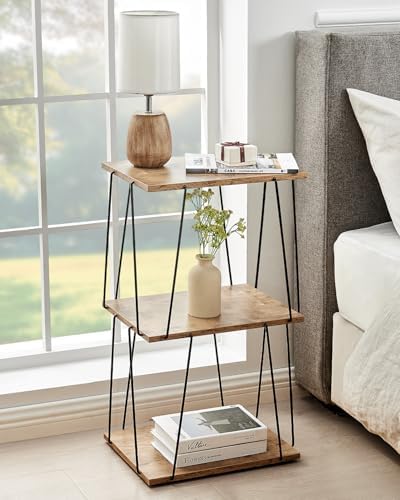Tall Side Table, Small End Table, 29 inch High Entryway Table, Bedside Table for Living Room, Bedroom and Office, Greige & Black