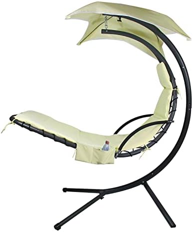 MICTONY Outdoor Hanging Lounge Chair Replacement Cushion Cover and Umbrella Fabric, Made for Patio Curved Chaise Hammock Floating Swing Chair Pads, Waterproof Soft Fabric, White or Canary Yellow