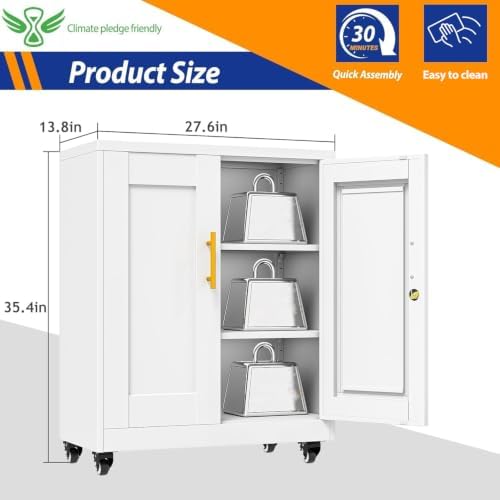 GAIOUS Metal Storage Cabinet with Lock and Wheels, Steel Tool Cabinet