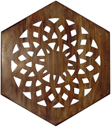 COTTON CRAFT Solid Wood End Table - Hand Carved Folding Moroccan Side Table