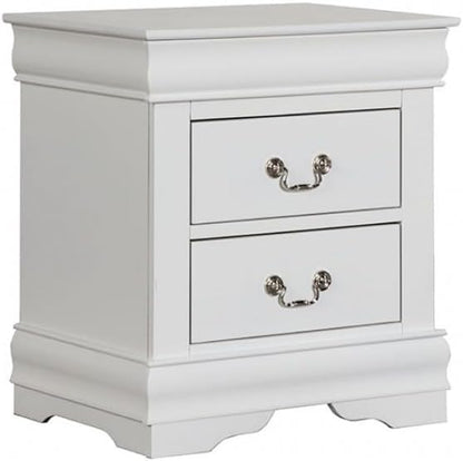 First of a Kind Louis Philippe Traditional Queen Size Bedroom Set 5 Piece Sleigh Design in White Finish - Elegant Classic Solid Wood Bedroom Furniture Set