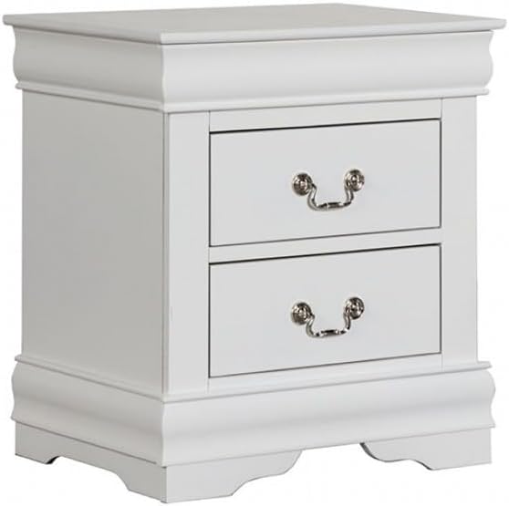 First of a Kind Louis Philippe Traditional Queen Size Bedroom Set 5 Piece with 2 Nightstands Sleigh Style in White Finish - Elegant Classic Solid Wood Bedroom Furniture Set