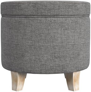 HomePop 19" Round Storage Ottoman - Gray Woven