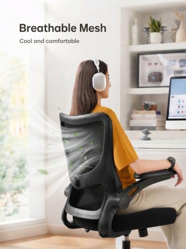 Marsail Office Chair Ergonomic Desk Chair with 3 Ways PU Armrests and Adjustable Lumbar Support Breathable Mesh Chair Executive Rolling Swivel Comfy Task Chair for Home Office Gaming