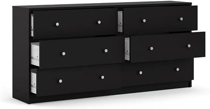 Home Square 2 Piece Bedroom Set with 6-Drawer Double Dresser and 1-Drawer Nightstand in Black