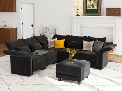 Chenille Modular Sectional Cloud Couch with Storage, Oversized 6-Seat