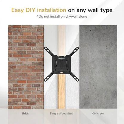 Mount-It! Fixed TV Wall Mount, Ultra Low Profile 0.94", Fits 13–50" TVs & Monitors up to 66 lbs, VESA 75x75–200x200, Flush Mount, Single Stud, Small Flat TV Wall Bracket for Bedroom & Office